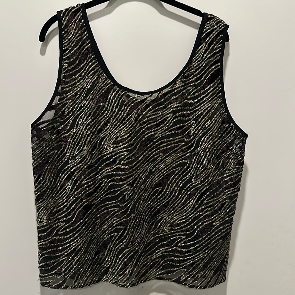 Vintage black velvet and silver Devoré Tank/ Camisole